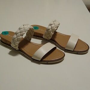 New beautiful off-white wedge sandals